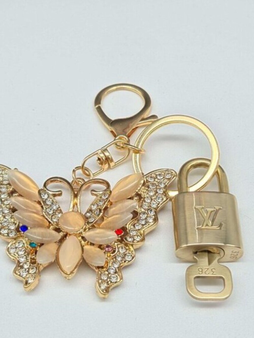 LV Gold Padlock & Key 🔒 Authentic Louis Vuitton Bag Unbranded Butterfly Charm